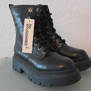 No Boundaries Black Lace-Up Platform Combat Boots - Multiple Sizes